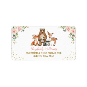 Etiqueta Remite floral de los animales rosados del arbolado