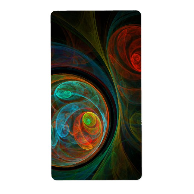 Etiqueta Renacimiento Azul Abstrato Arte Fractal (Frente)