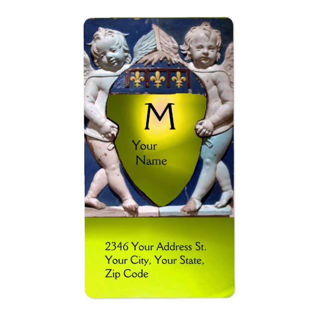 Etiqueta RENACIMIENTO DE PEQUEÑOS ÁNGELES MONOGRAMA Topacio (Frente)