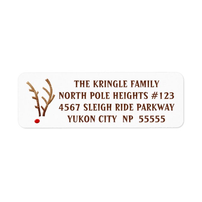 Etiqueta Renos de nariz roja abstracta (Frente)