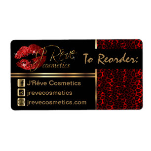 Etiqueta Reordenar - Leopard & Red Purpurina Lips