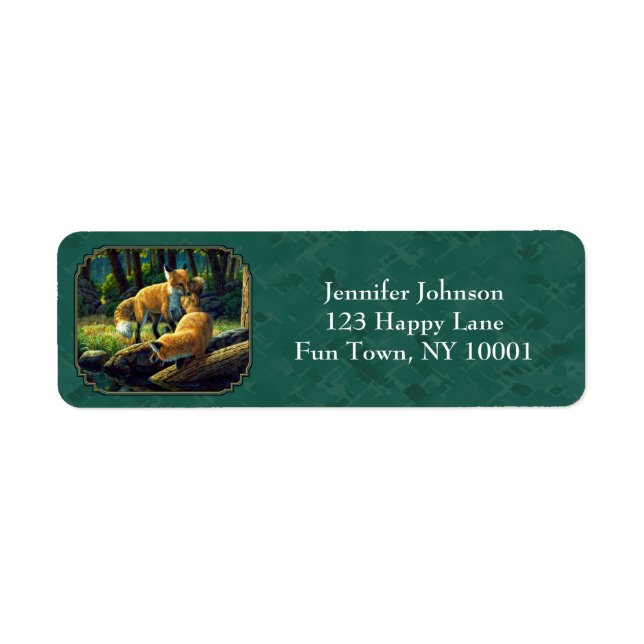 Etiqueta Reproducción de Red Fox Pups (Frente)