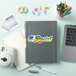 Etiqueta resista con fondo arcoiris