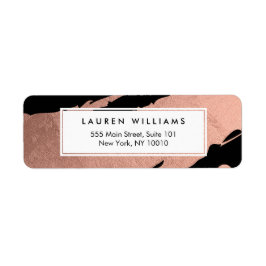 Etiqueta Resumen de brochas de oro Rosa en negro