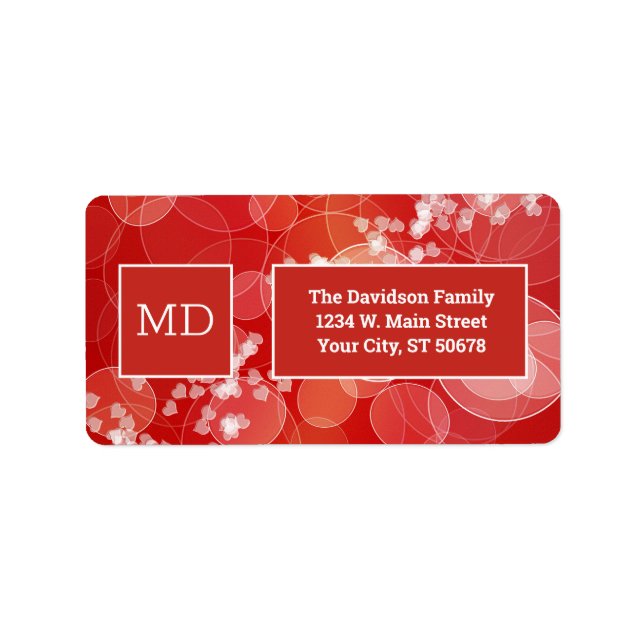 Etiqueta Resumen de San Valentín de Bokeh Rojo (Frente)