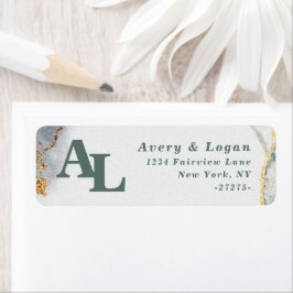 Etiqueta Resumen Eucalyptus Green Monogram Return Address