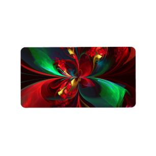 Etiqueta Resumen floral moderno Patrón verde rojo del arte 