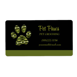 Etiqueta Resumen Mascota Grooming Olive Yellow Dog Paw