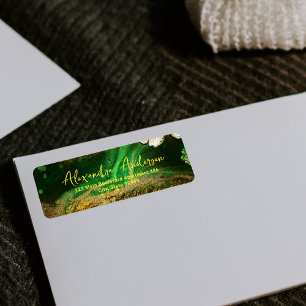 Etiqueta Resumen Pintar fluido Faux Relieve metalizado metá