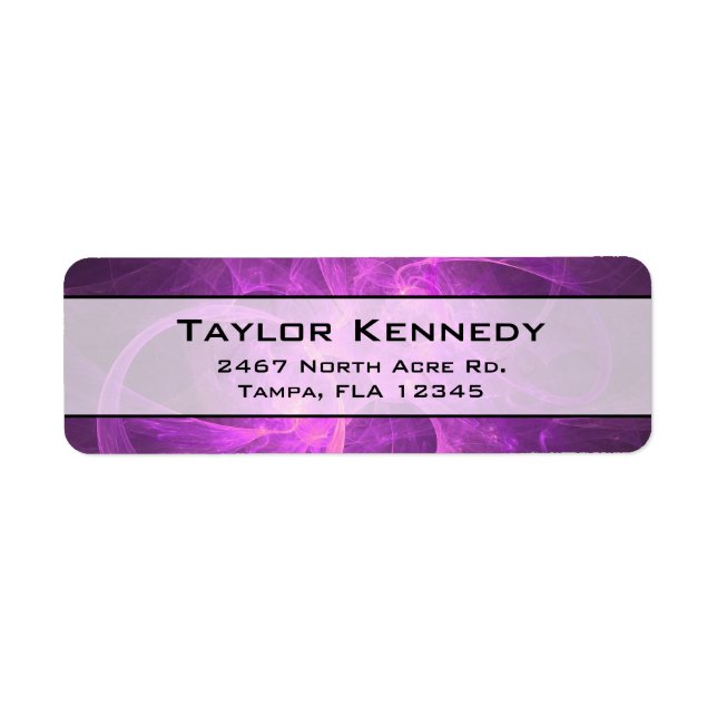 Etiqueta Resumen rosa y púrpura fractal con círculos (Frente)