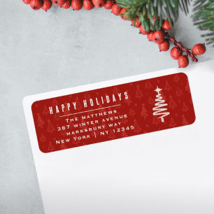 Etiqueta Retorno de árbol de navidad rojo minimalista