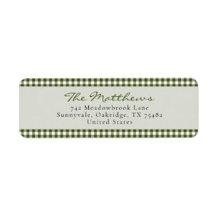 Etiqueta Retorno de la familia de Navidades de Gingham verd