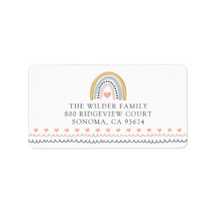 Etiqueta Retorno de los corazones arcoiris de Boho Watercol