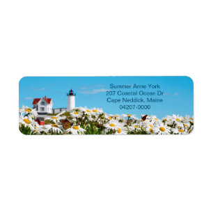 Etiqueta Retorno del faro Maine de verano de luz de nubble