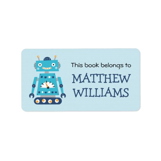 Etiqueta retra del libro del bookplate del robot etiquetas de dirección