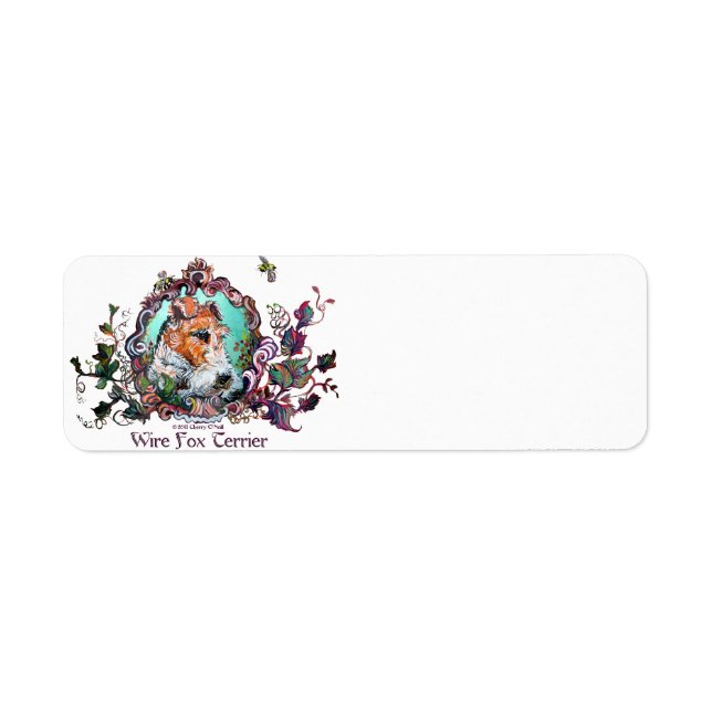 Etiqueta Retrato antiguo de Fox Terrier Wire (Frente)