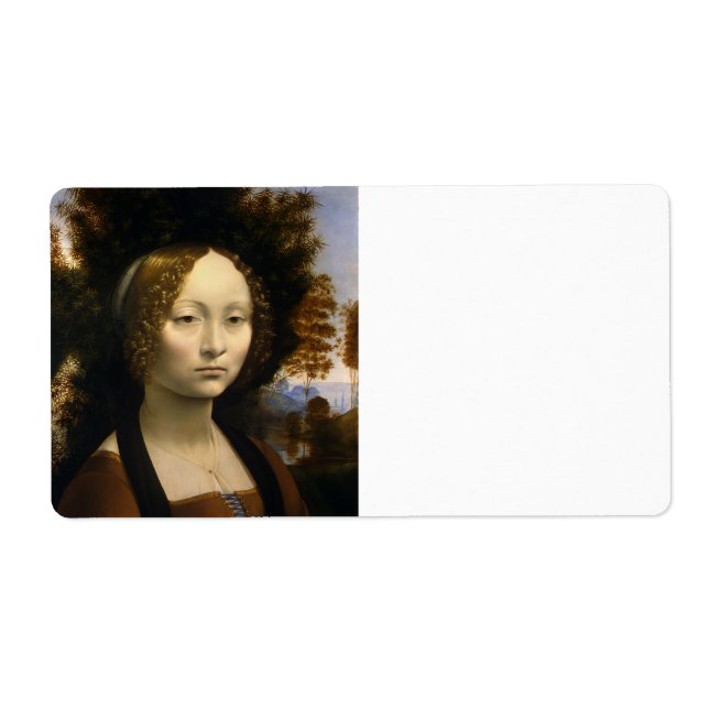 Etiqueta Retrato de Ginevra de Benci de Leonardo da Vinci (Frente)