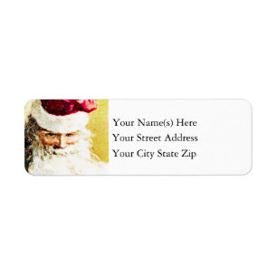 Etiqueta Retrato vintage de Santa Claus sonriente