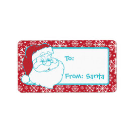 Etiqueta Retro a Desde Santa Tag Copos de Nieve Rojos