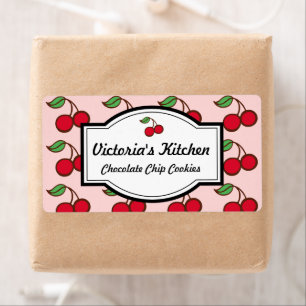 Etiqueta Retro Big Pink Cherry Personalized Kitchen Labels