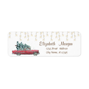 Etiqueta Retro Car Pine Tree Christmas String Lights  