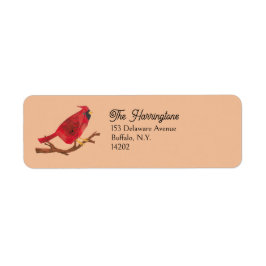 Etiqueta Retro Cardinal Midcentury Bird Art Return Address