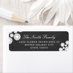 Etiqueta Retro Chalkboard Snowflakes Flower Holiday Direcci