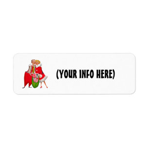 ETIQUETA RETRO CHRISTMAS COUPLE RETURN ADDRESS LABELS