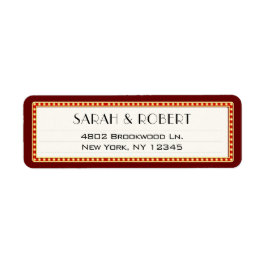 Etiqueta Retro Cine Teatro Marquee Dirección Boda de Rótulo