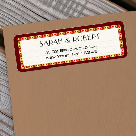 Etiqueta Retro Cine Teatro Marquee Dirección Boda de Rótulo