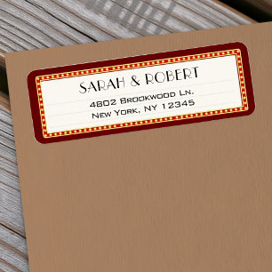 Etiqueta Retro Cine Teatro Marquee Dirección Boda de Rótulo