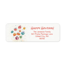 Retro Cute Happy Holidays Return Address Labs