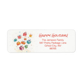 Etiqueta Retro Cute Happy Holidays Return Address Labs