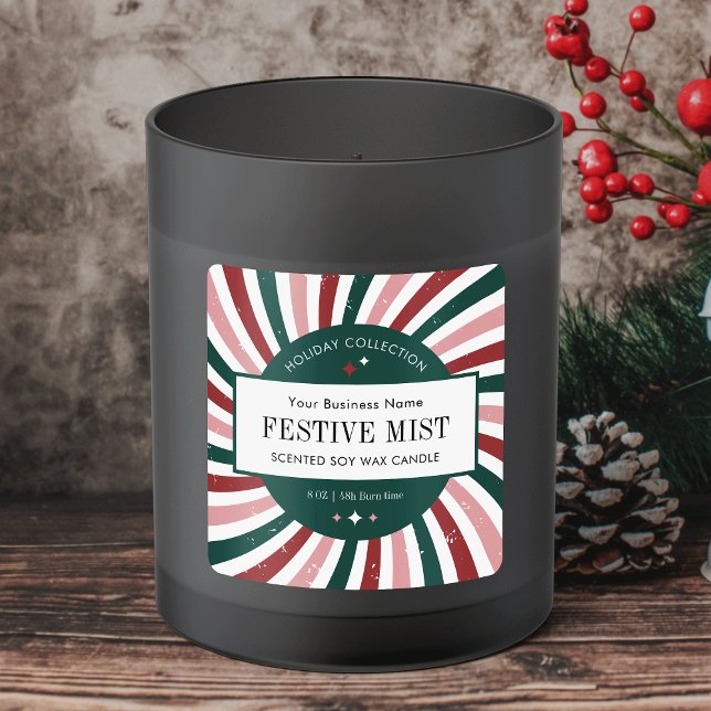 Etiqueta Retro de Vela de Navidad Embalaje Navideñ (Bring back the nostalgia with this retro-inspired Christmas product sticker)