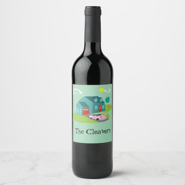 Etiqueta retro de vino de casa suburbana (Anverso)