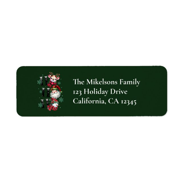 Etiqueta Retro Gingham Santa & Friends Christmas (Frente)