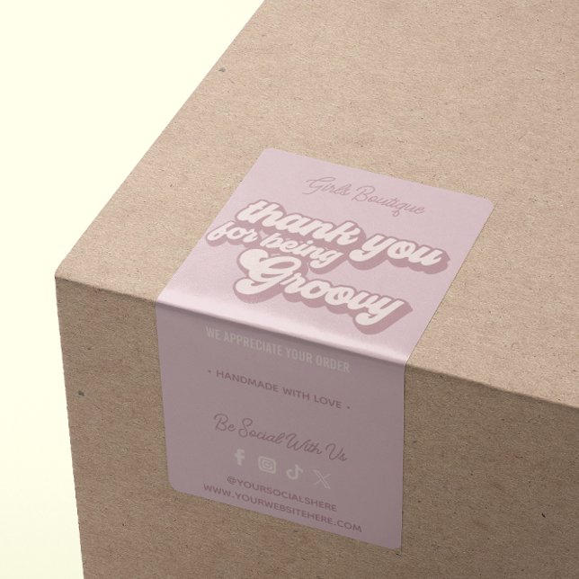 Etiqueta Retro Gracias Por Comprar Groovy Purple (Subido por el creador)