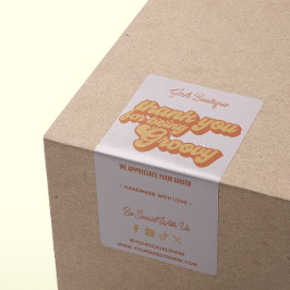 Etiqueta Retro Gracias Por Comprar Groovy Terracotta