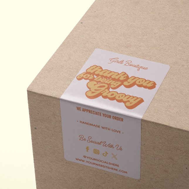 Etiqueta Retro Gracias Por Comprar Groovy Terracotta (Subido por el creador)