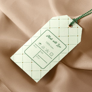 Etiqueta Retro Green Clothing Size & Price Hang Ta