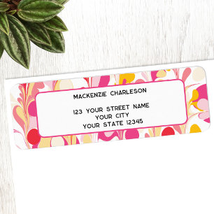Etiqueta Retro Groovy Abstract Marble Return Address