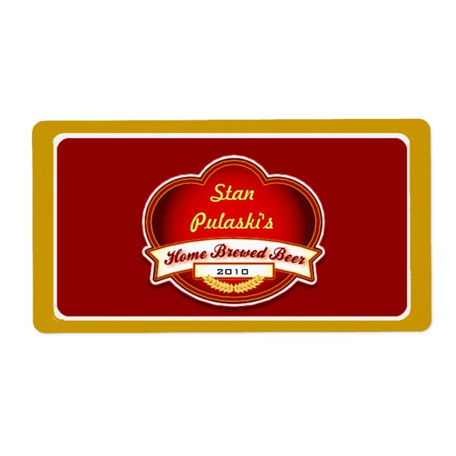 Etiqueta Retro Homebrew Red Gold Beer Personalizad (Frente)