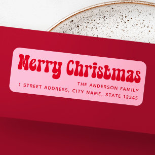 Etiqueta Retro Merry Christmas dirección de retorno rojo ro
