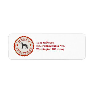 Etiqueta Retro Merry Christmas Greyhound Dog Personalizado