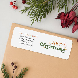 Etiqueta Retro Merry Christmas Holiday Return Address