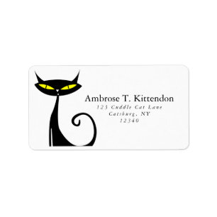 Etiqueta Retro Mid Century Modern Atomic 50s Gato negro