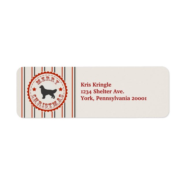 Etiqueta Retro Navidades Golden Retriever (Frente)