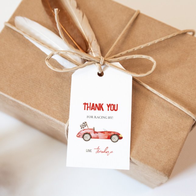 Etiqueta Retro Red Race Car Gift (Subido por el creador)