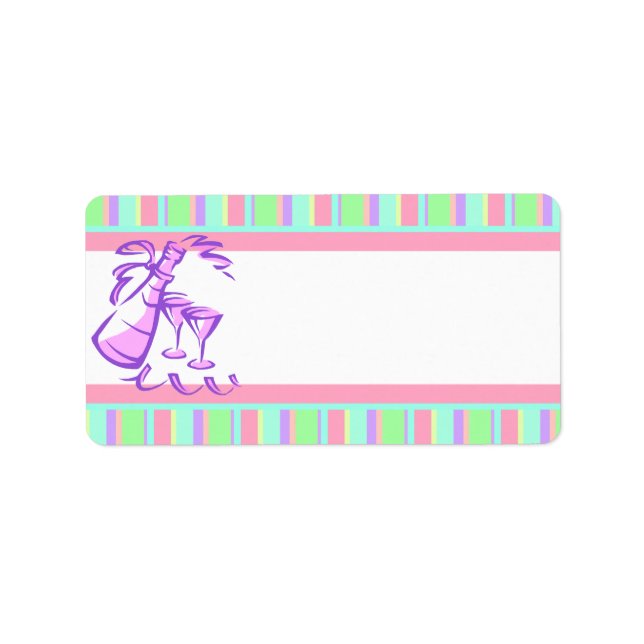 Etiqueta Retro Stripes Botella de champán para Fiestas (Frente)