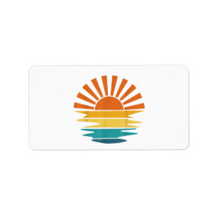Etiqueta Retro Sunset Rays Wavy Vintage Retro Sunshine Sun